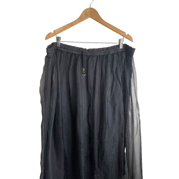 GoldStar Women Maxi Skirt Black Chiffon Overlay Adjustable Whimsigoth Fairy Y2K - Picture 8 of 13